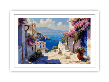 Greek Village Framed Print Radiata Pine Frame JetGirl Art - Rosetta Creative Boutique