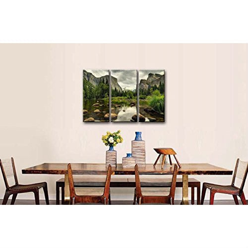 Yosemite Mountain Stream 3 Piece Framed Canvas Wall Art - Rosetta Creative Boutique