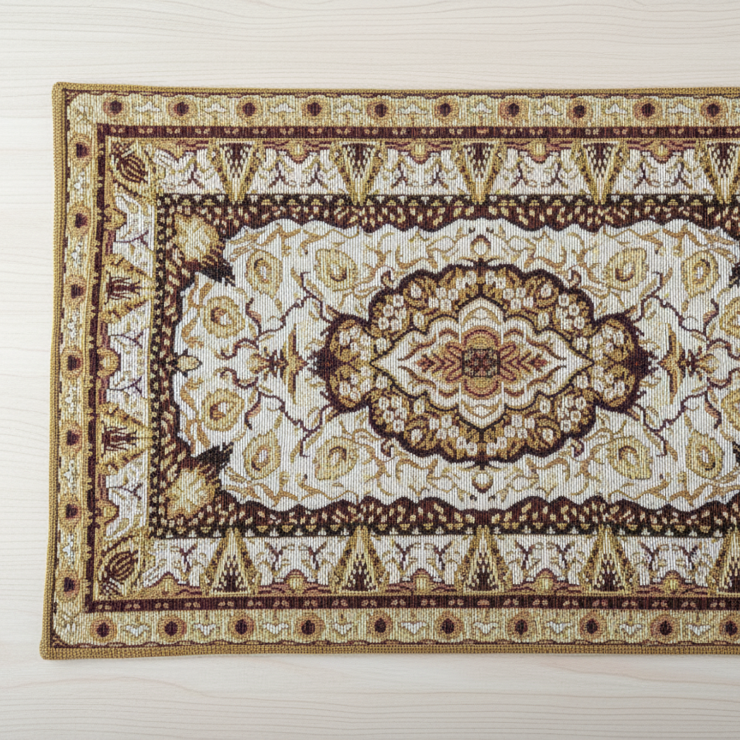 DaDa Bedding Set of 4-6 Pieces Royal Persian Style Rug Golden Brown Floral Tapestry Placemats 13” x 19” (18119)-1