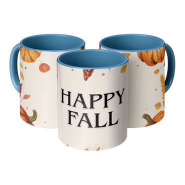 Happy Fall Mug Blue Handle