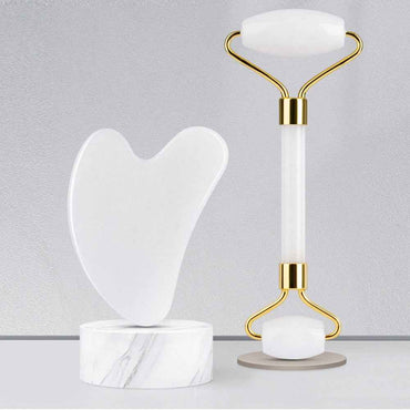 GuaSha Massage Roller Scraper Natural Rose Quartz Face Lifting Body