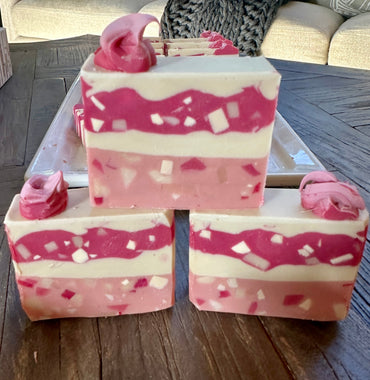 Birthday Cake Goat Milk Soap Slice Pink Grapefruit Orange - Rosetta Creative Boutique