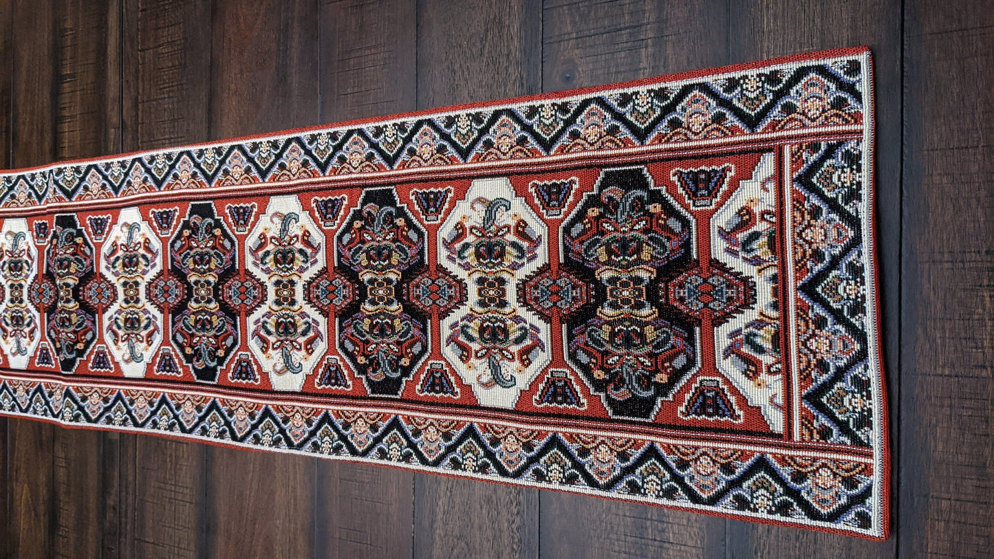 DaDalogy Elegant Majestic Kilim Red Persian Rug Ornate Floral Woven Tapestry Table Runner (18195)-3