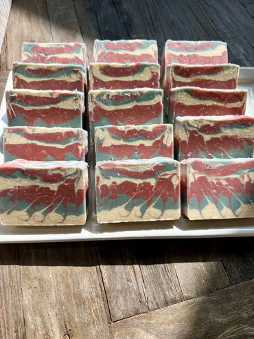 Red White Blue Eucalyptus Rosemary Goat Milk Soap Bar - Rosetta Creative Boutique