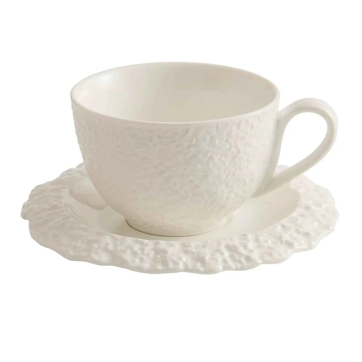Rock Texture Ceramic Coffee Cup & Saucer Set – Elegant High-End Personal Cafe Mug