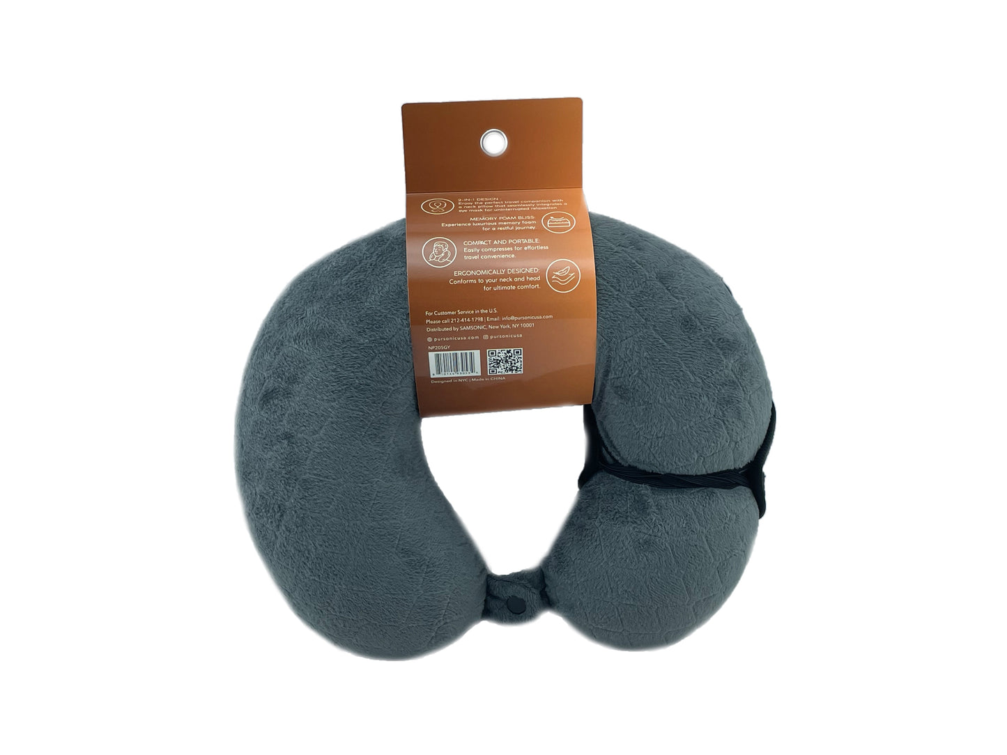 Pursonic Memory Foam Travel Pillow With Sleep Mask Comfort - Rosetta Creative Boutique