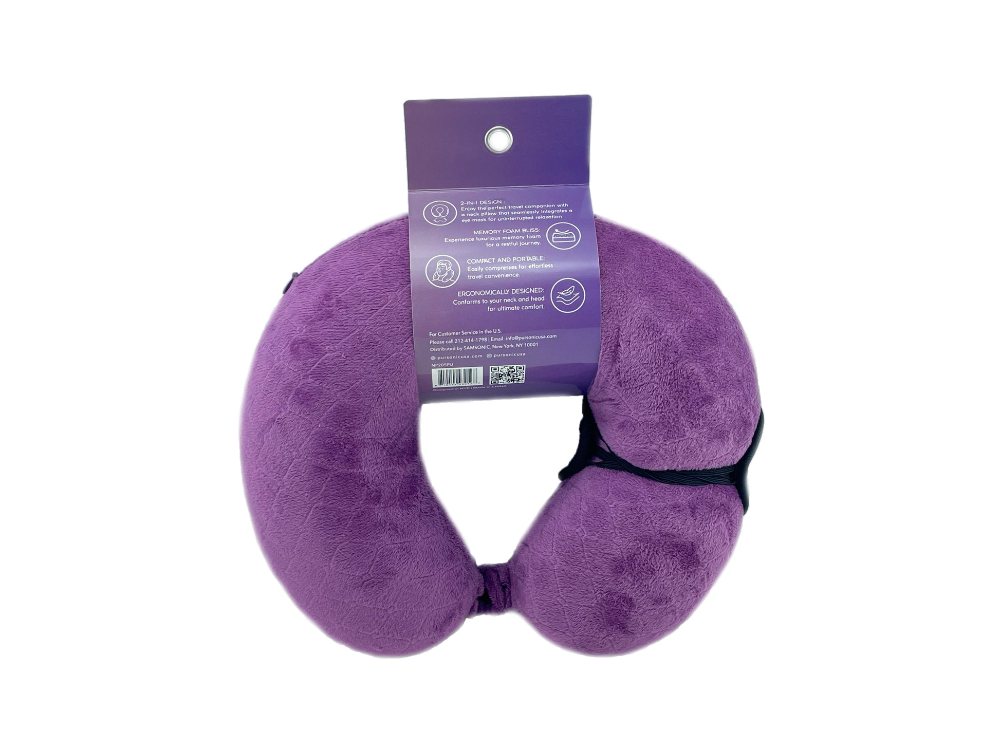 Pursonic Memory Foam Travel Pillow With Sleep Mask Comfort - Rosetta Creative Boutique