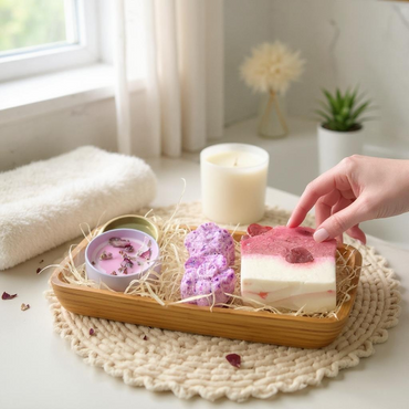Coming Up Roses Gift Set Soap Slice Bath Bombs Candle - Rosetta Creative Boutique