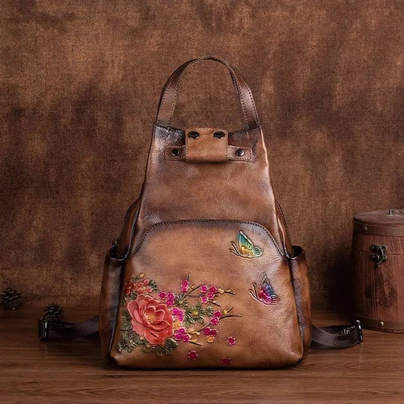 Rossie Viren Vintage Leather Backpack Women Gift For Her - Rosetta Creative Boutique