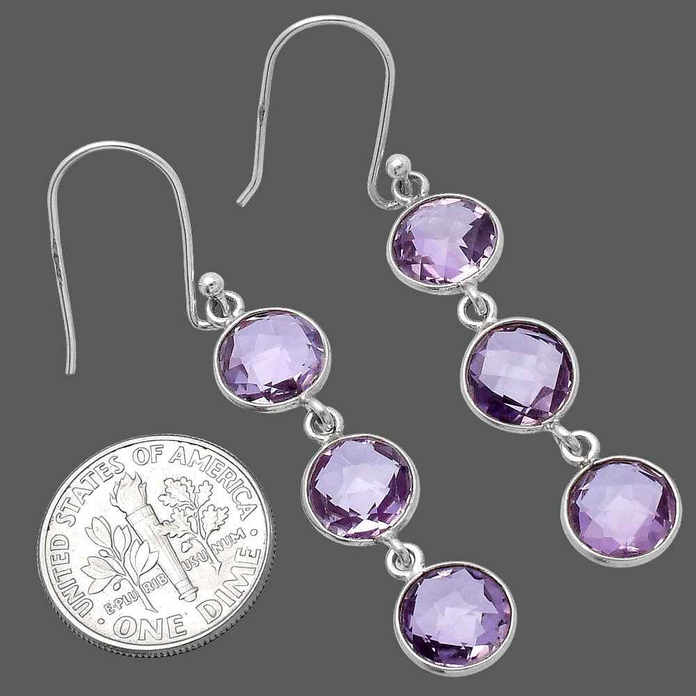 Amethyst Briolette Checker - Brazil Earrings E-1007 SDE80981