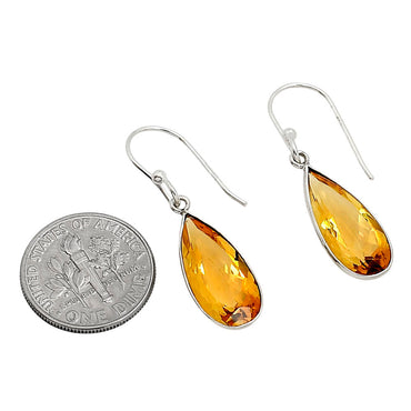 Citrine Earrings Sterling Silver Desire Gem E1001 8x17mm - Rosetta Creative Boutique