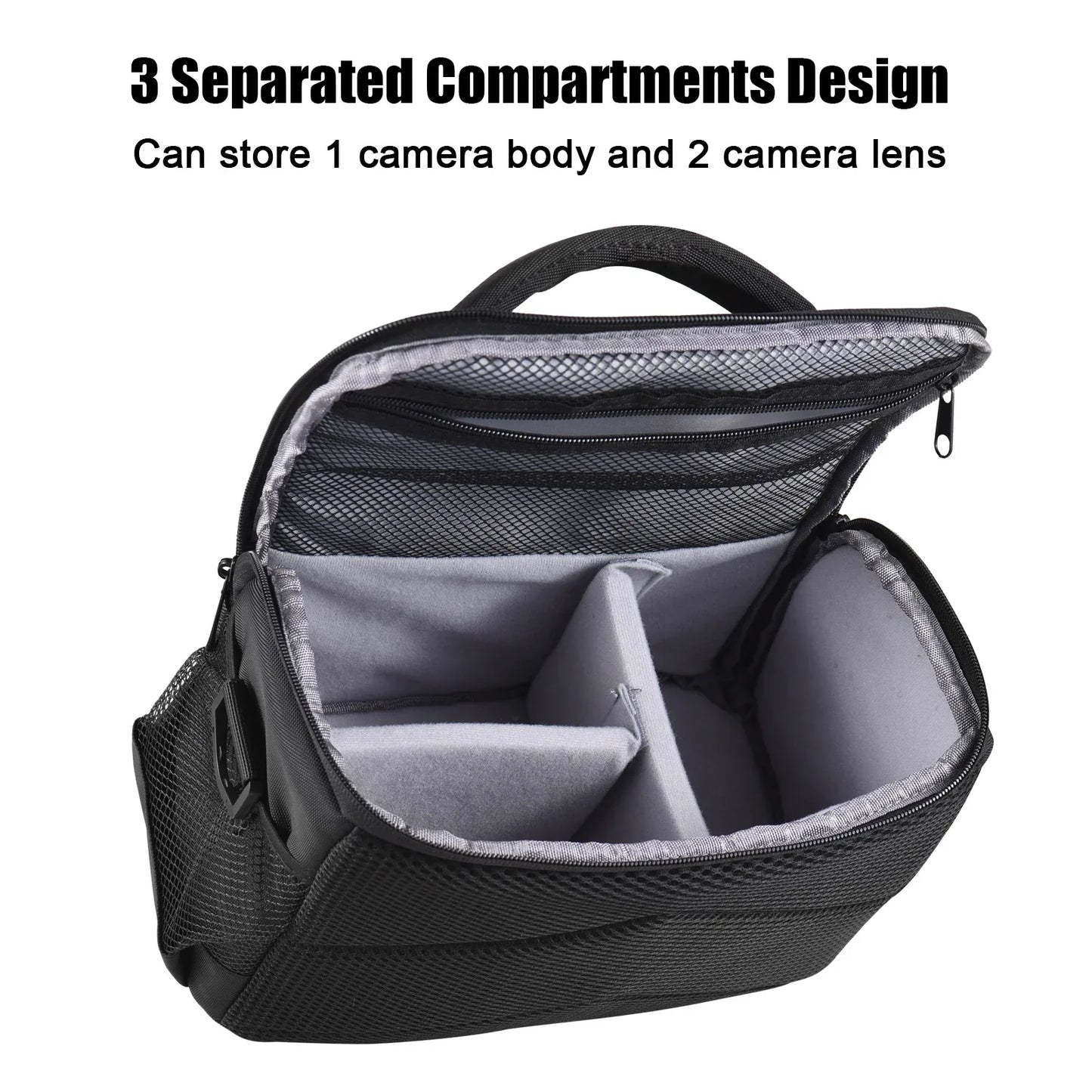 Camera Shoulder Bag Travel Case Black Shockproof Padding - Rosetta Creative Boutique