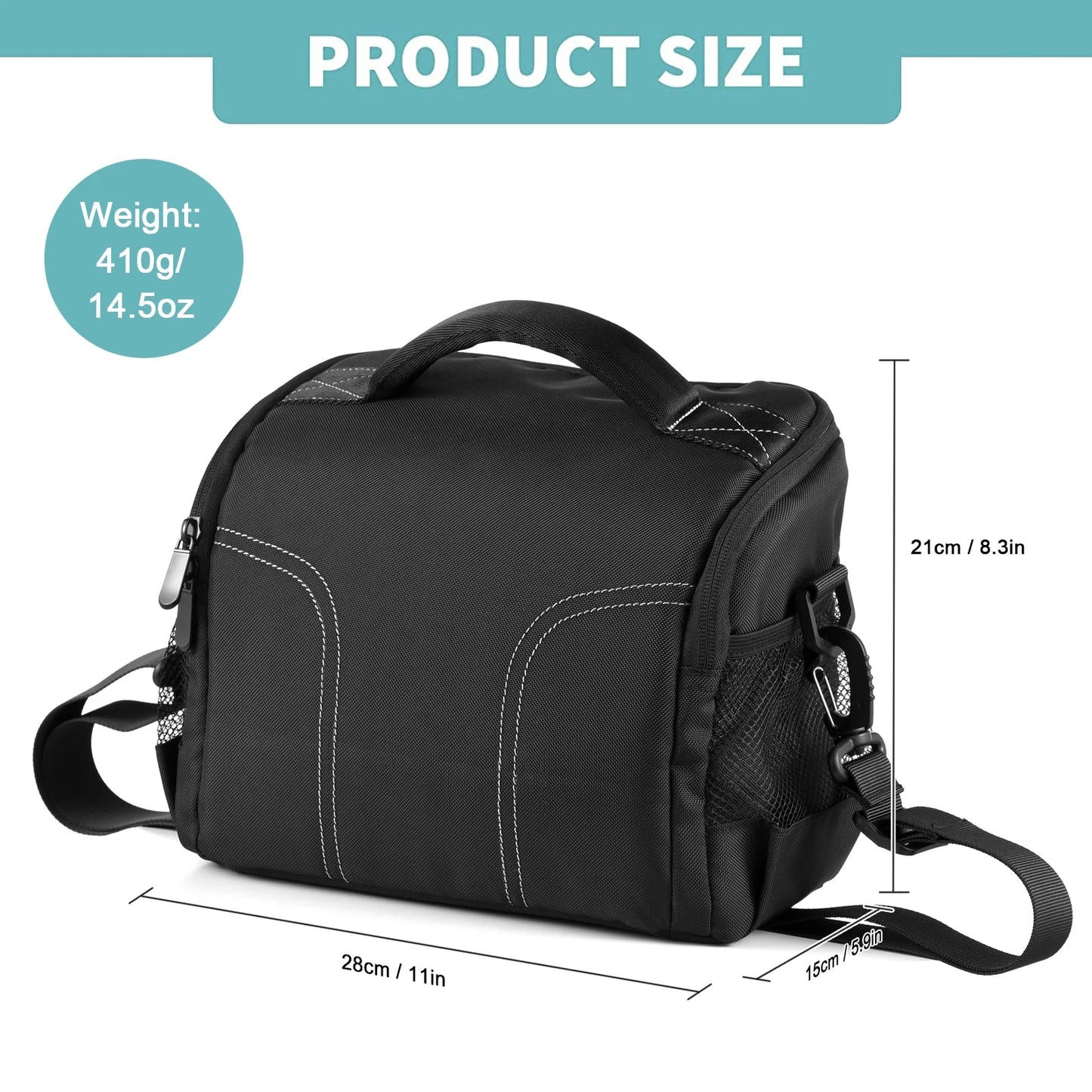 Camera Shoulder Bag Travel Case Black Shockproof Padding - Rosetta Creative Boutique