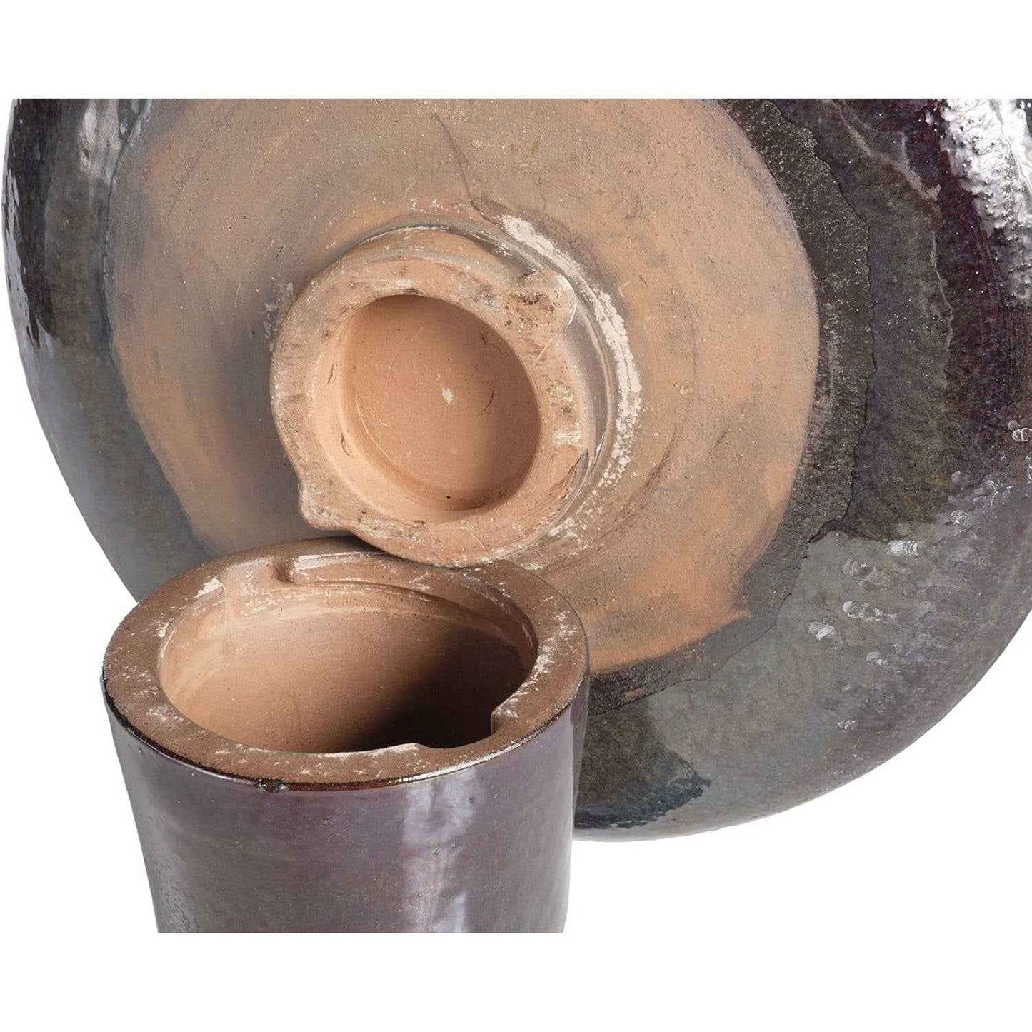 Outdoor Garden Blue Ceramic Birdbath with Multishade Glaze