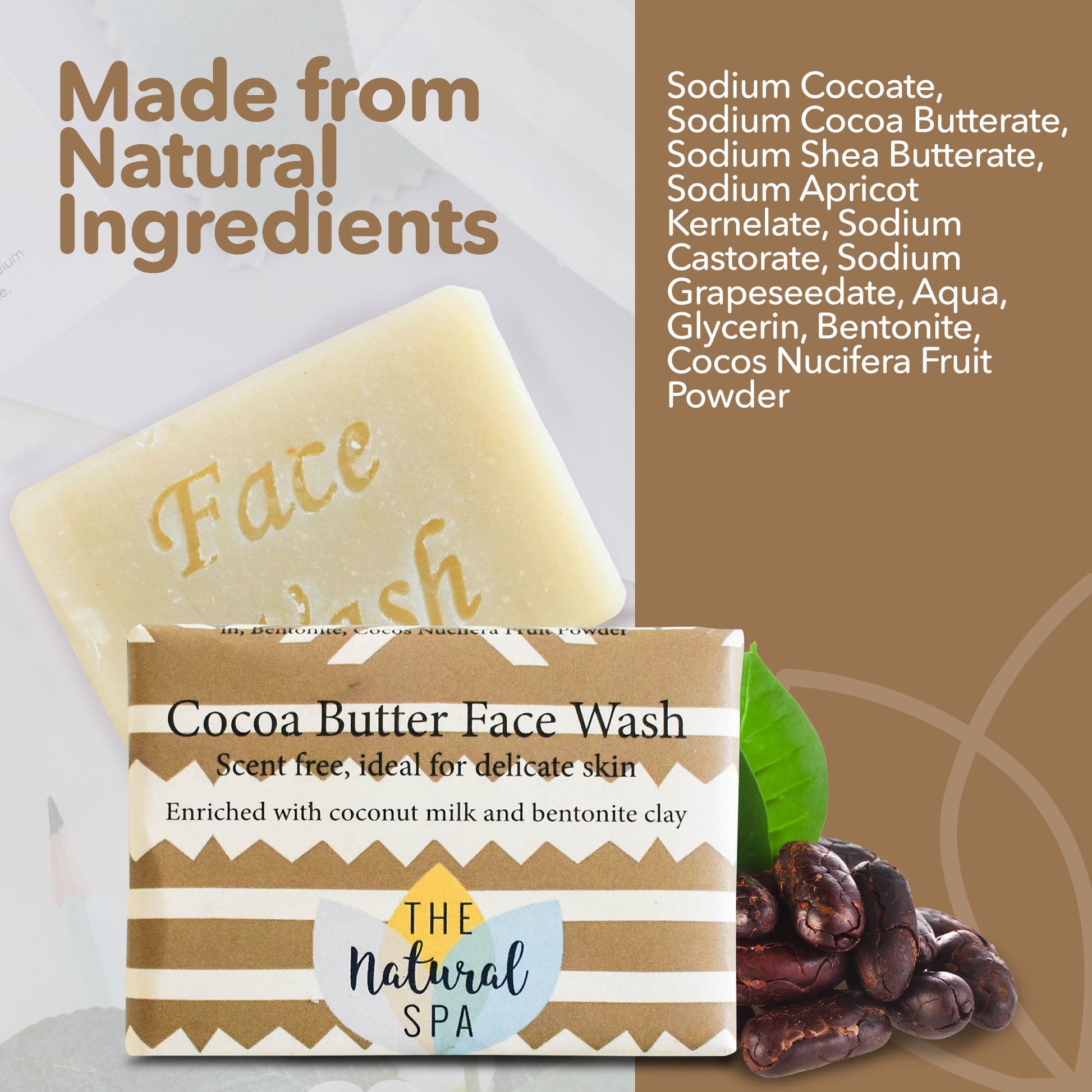 Cocoa Butter Face Wash Bar Fragrance Free Sensitive Skin - Rosetta Creative Boutique