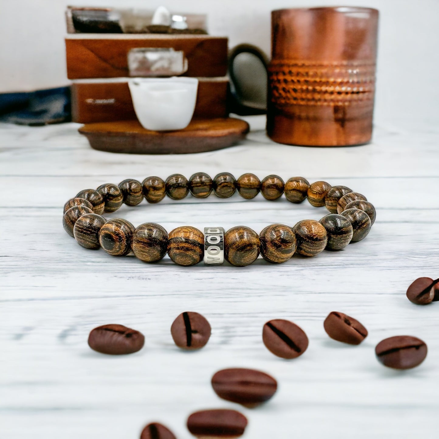 Cascade Tigerskin Mala Bracelet Tigerwood Beads 8mm - Rosetta Creative Boutique