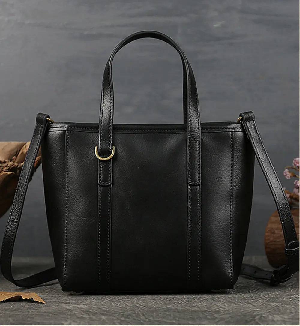 Vintage Leather Tote Bag with Gold Hardware for Antique Charm and Timeless Style - Rosetta Creative Boutique