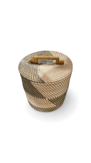 Bali Traditional White Grey Rattan Basket