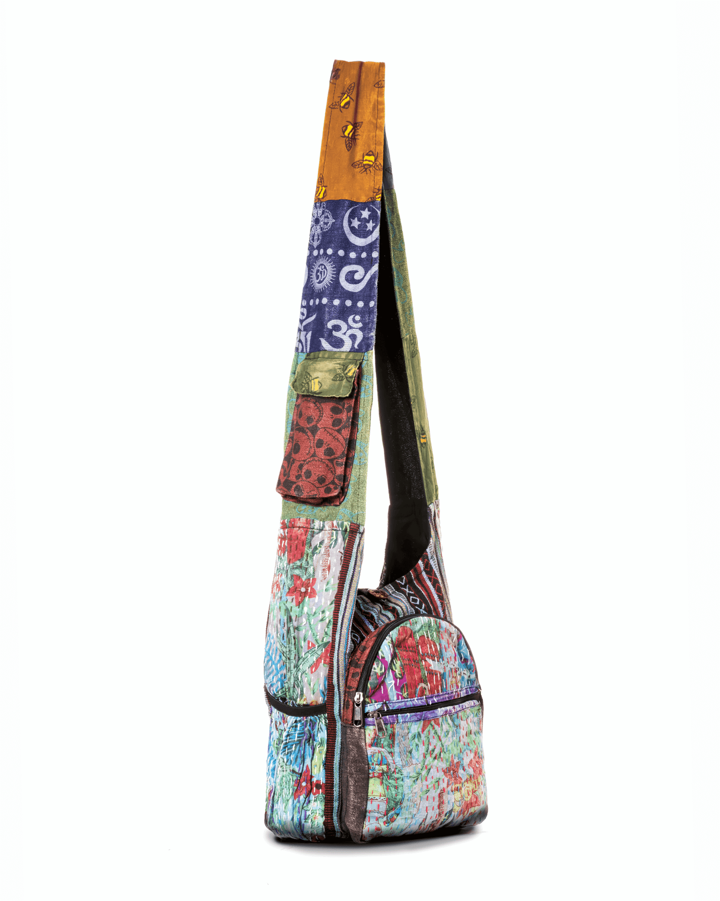Kathmandu Patchwork Hobo Bag With Water Bottle Pockets - Rosetta Creative Boutique