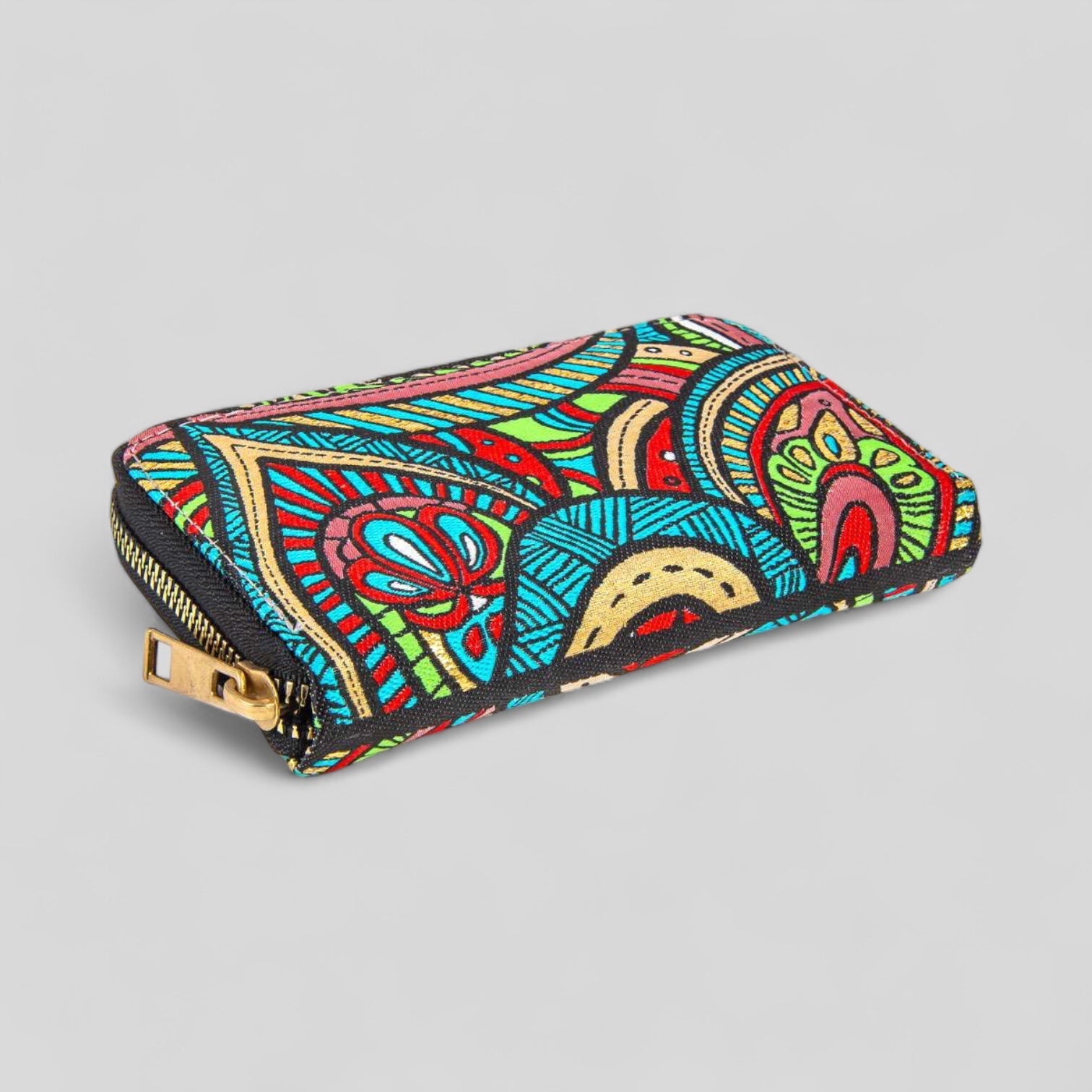 Turkish Woven Zipper Wallet Multicolor Floral Patterned - Rosetta Creative Boutique