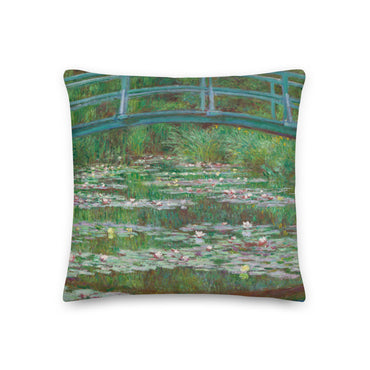 Luxurious Japanese Footbridge Monet Pillow Artwork for Elegant Home Decor - Rosetta Creative Boutique