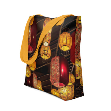 Beautiful Chinese Lanterns Tote Bag - 100% Polyester Design - Rosetta Creative Boutique