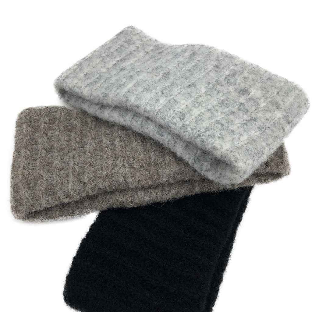 Black Ribbed Alpaca Ear Warmer
