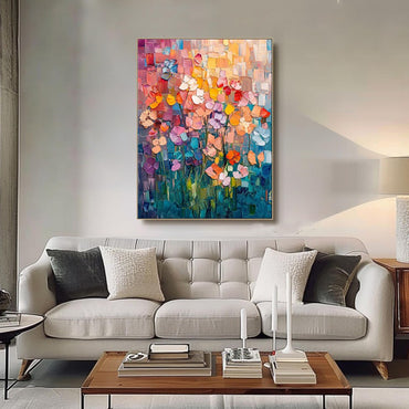 Hand Painted Oil Painting Abstract Tulip Wall Art Canvas Decor