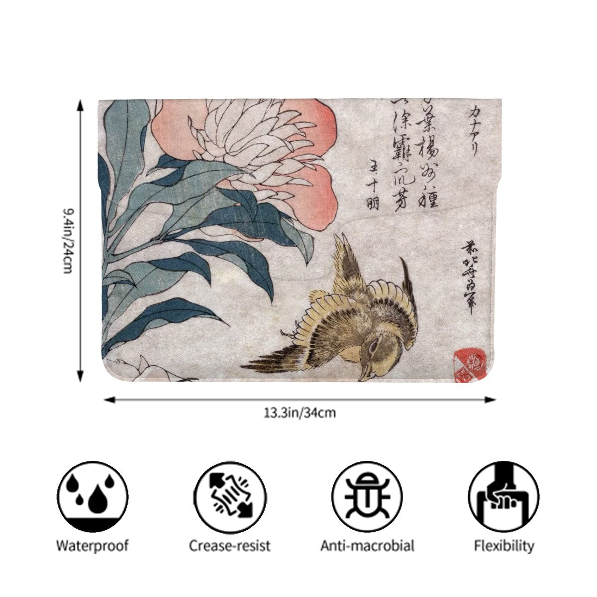 Japanese Painting Laptop Case - Stylish & Durable PU Leather Protection - Rosetta Creative Boutique