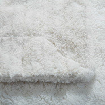 Tache White Ivory Polar Faux Fur with Sherpa Throw Blanket