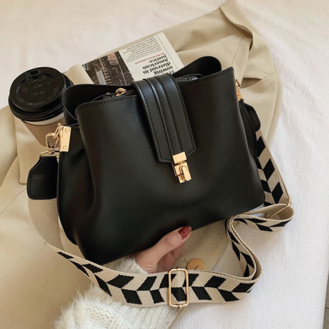 Checkered Strap Shoulder Bag With Convertible Crossbody - Rosetta Creative Boutique