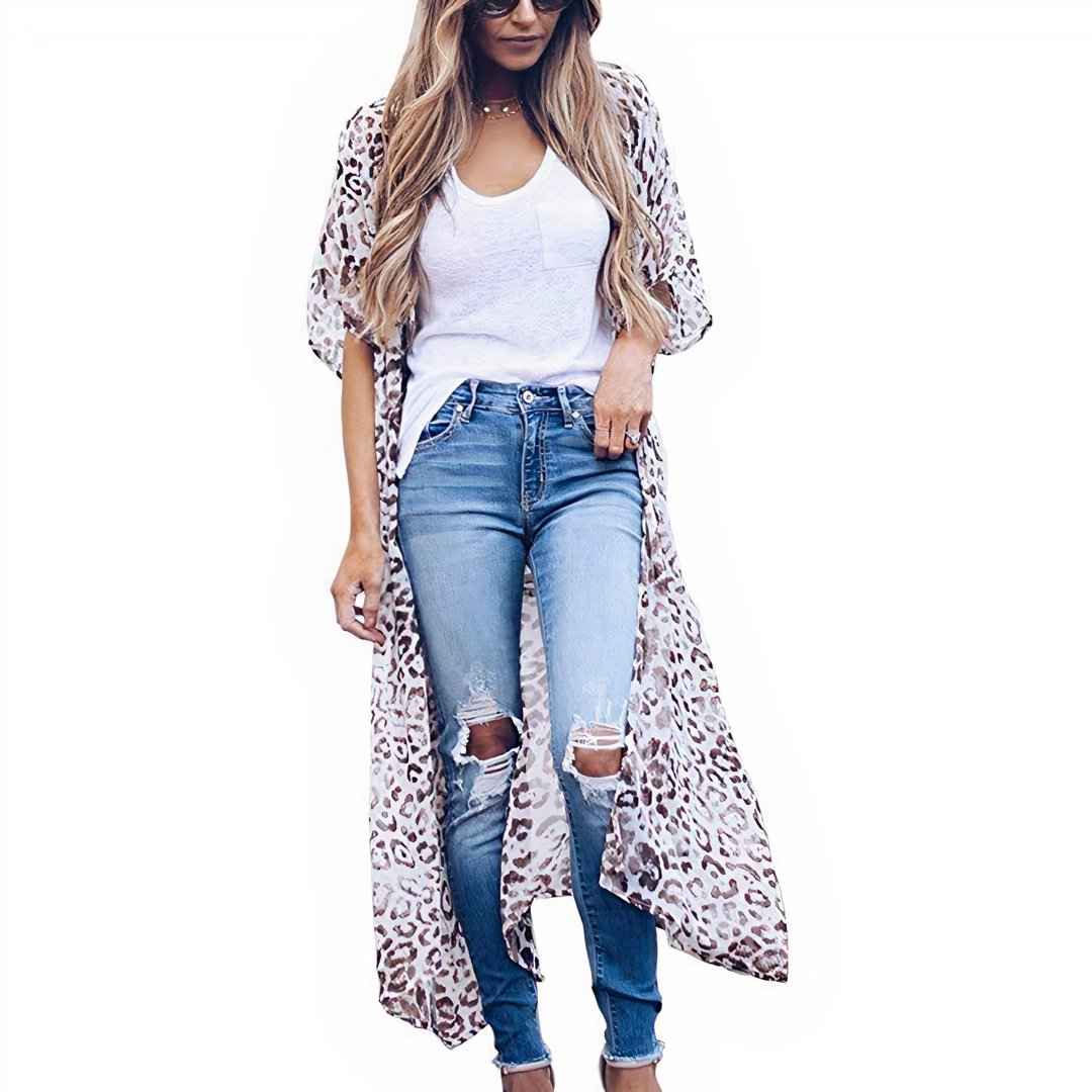 Cheetah Kimono Chiffon Half Sleeves