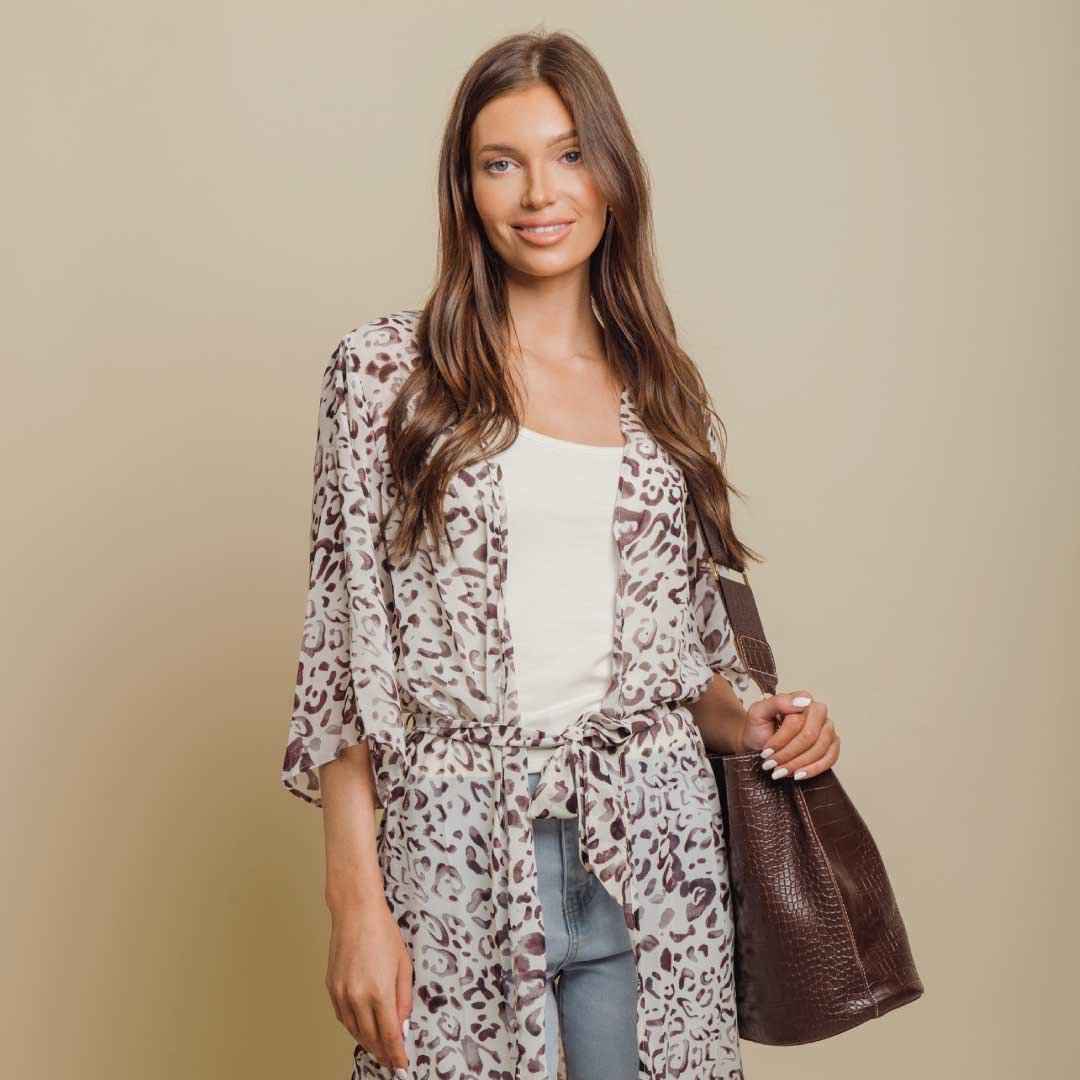 Cheetah Kimono Chiffon Half Sleeves