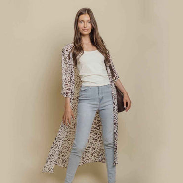 Cheetah Kimono Chiffon Half Sleeves