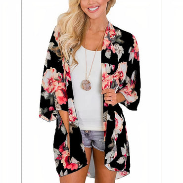 Sunshine Kimono Open Front Floral Print Lightweight - Rosetta Creative Boutique