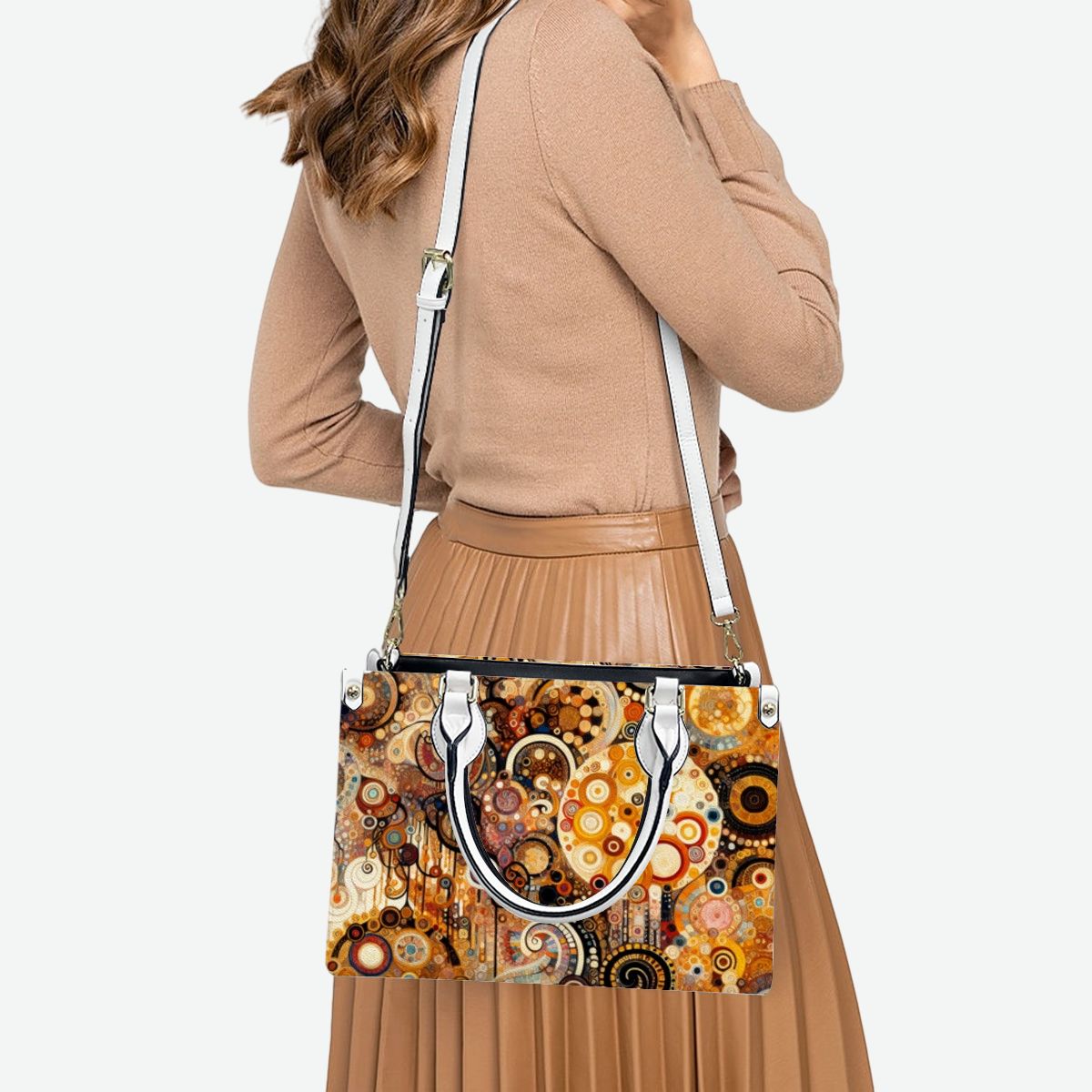 Klimt Style Abstract Tote Bag for Women - Art Print PU Bag - Rosetta Creative Boutique