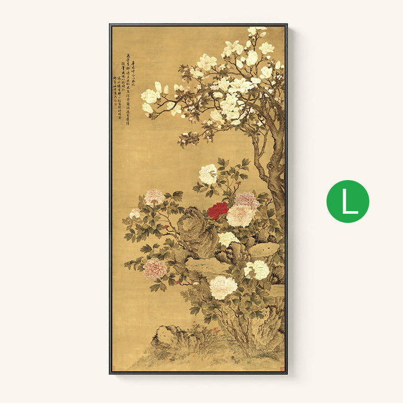 Quadruple Flower And Bird Chinese Painting Entrance Vertical Plate Painting