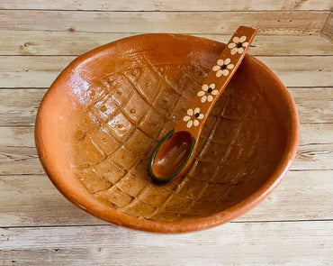 Authentic Mexican Molcajete With Spoon Handcrafted Clay Pottery By Chica Mexico
