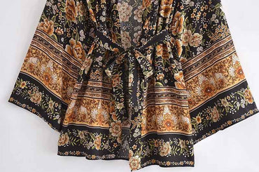 Women's Rayon Flower Kimono With Belt