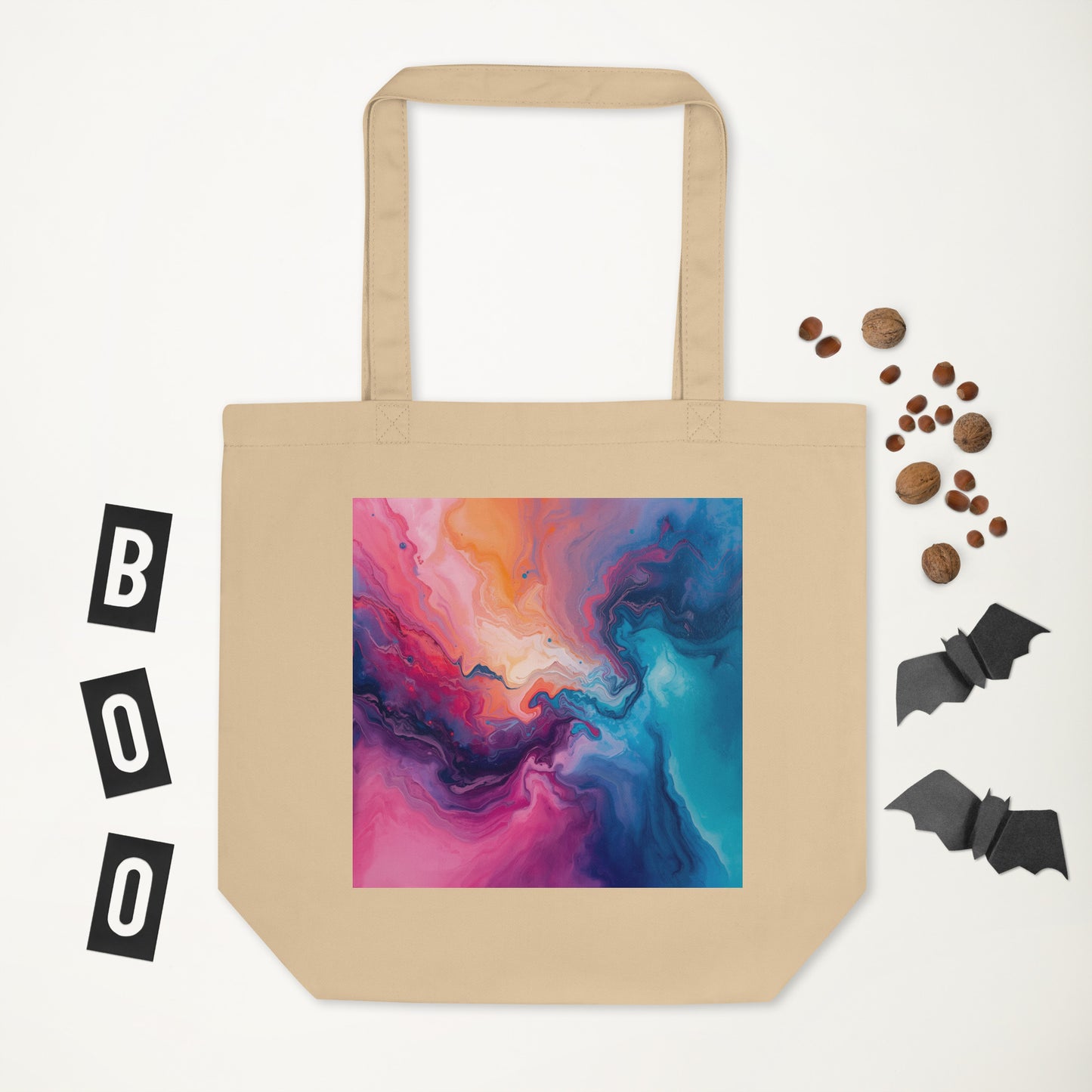 Eco Tote Bag Organic Cotton With Vibrant Abstract Design - Rosetta Creative Boutique