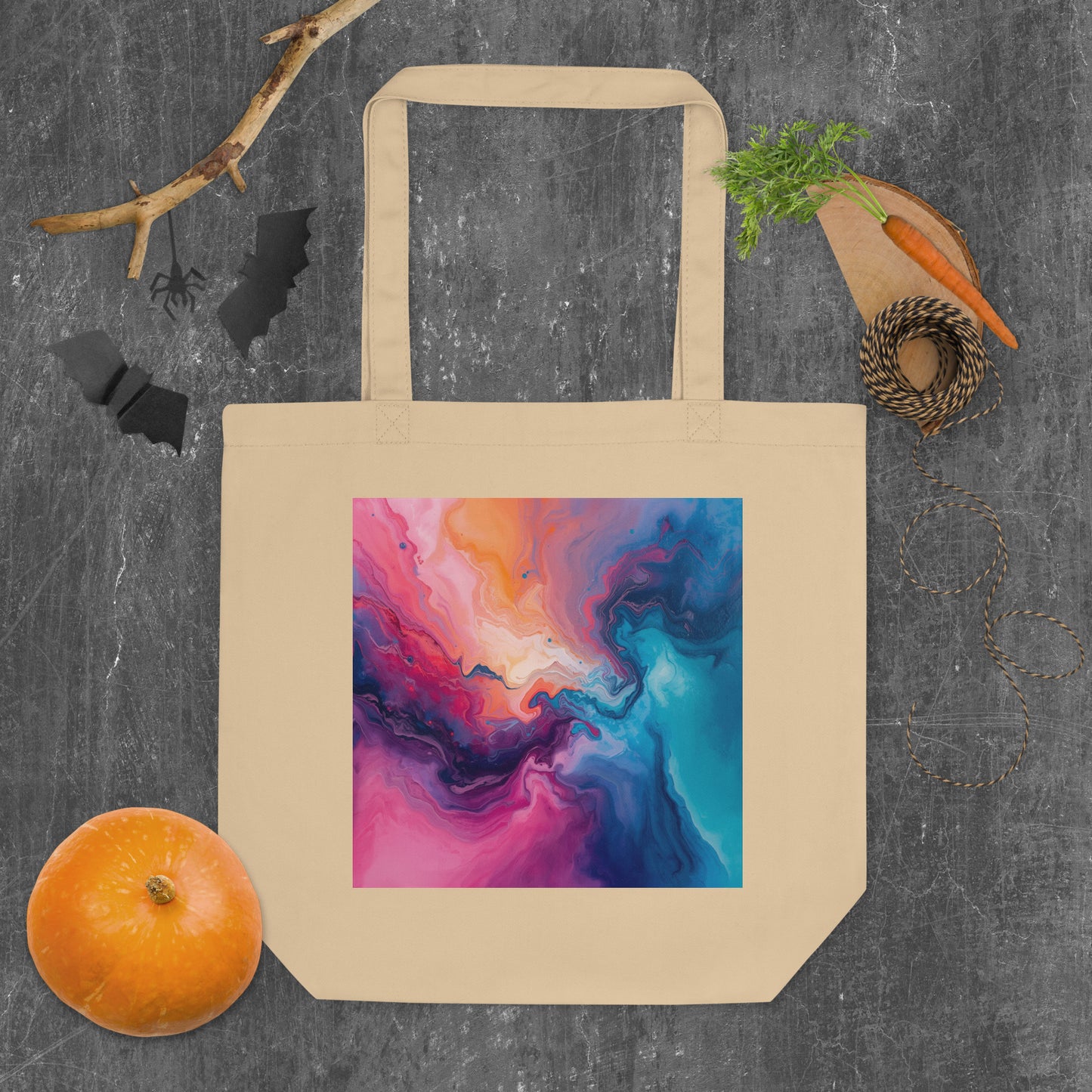 Eco Tote Bag Organic Cotton With Vibrant Abstract Design - Rosetta Creative Boutique