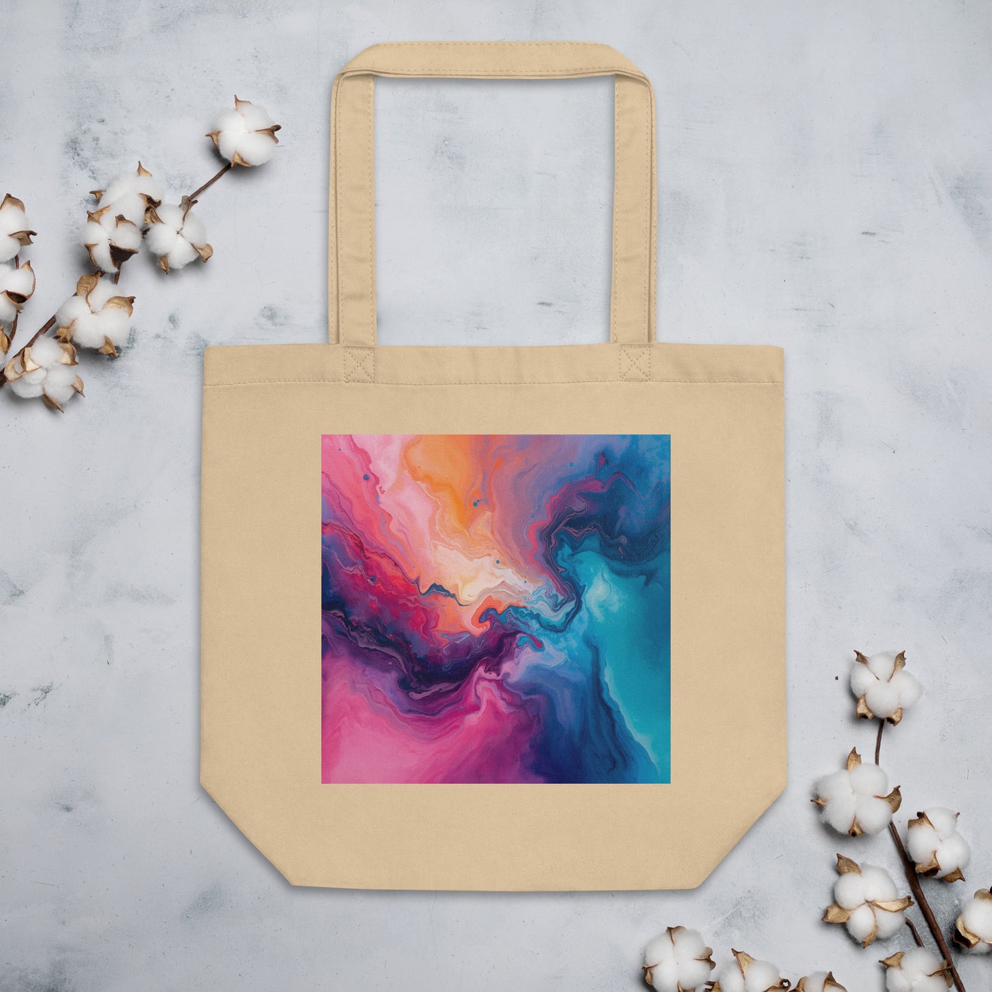 Eco Tote Bag Organic Cotton With Vibrant Abstract Design - Rosetta Creative Boutique