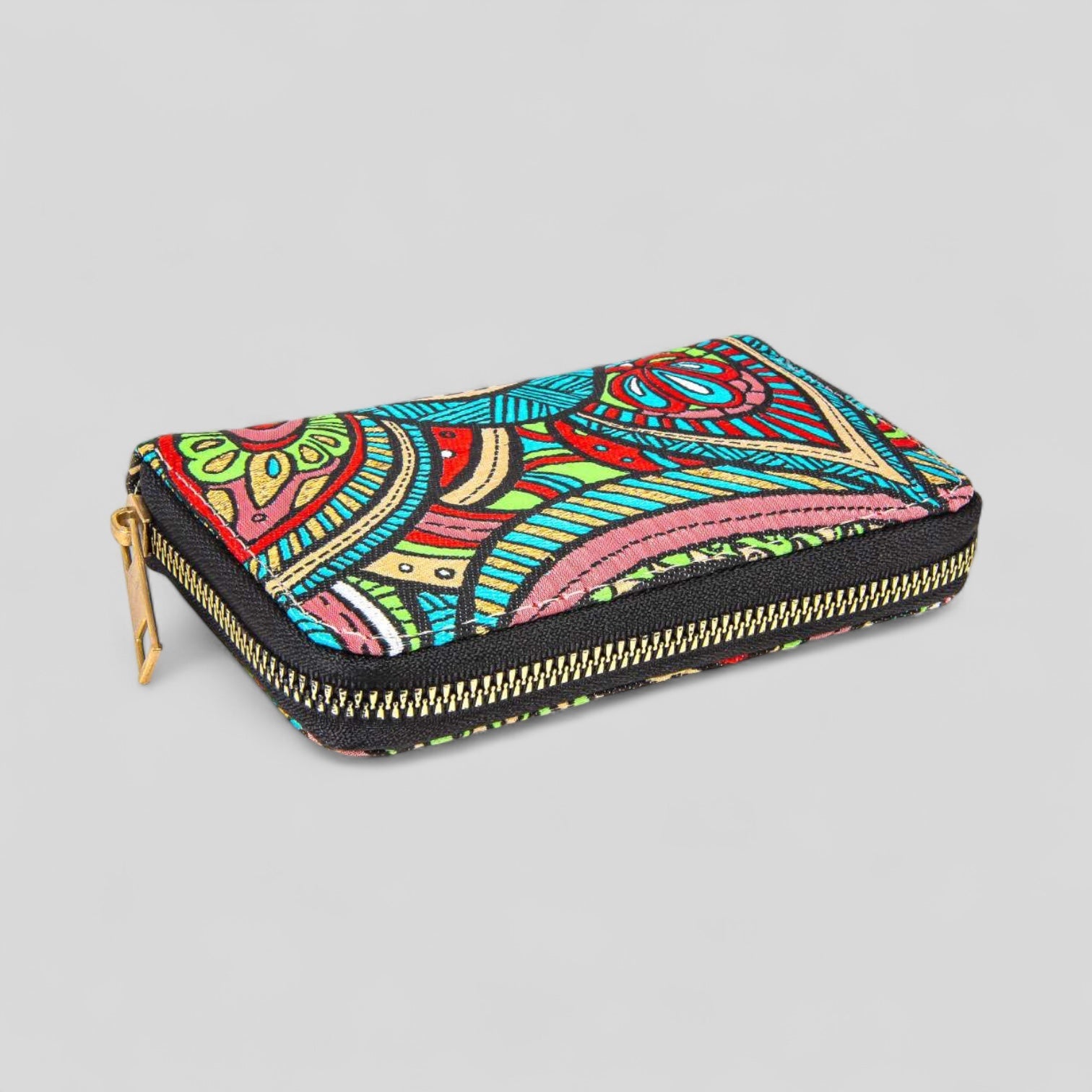 Turkish Woven Zipper Wallet Multicolor Floral Patterned - Rosetta Creative Boutique