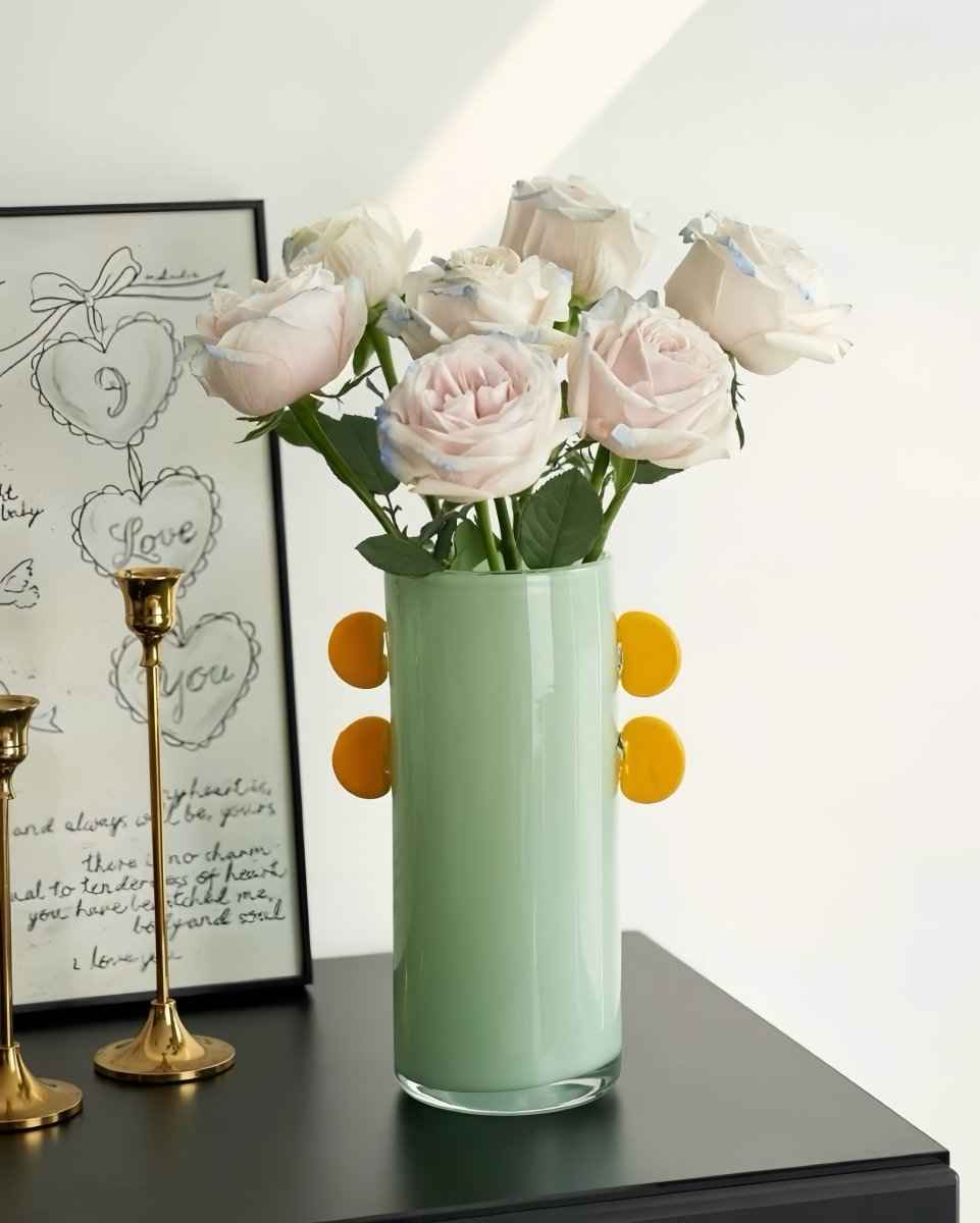 Handblown Whimsical Cylinder Vase - Eclectic Table Setting Centrepieces