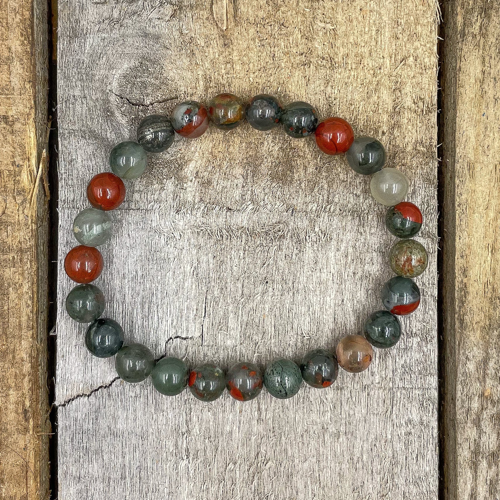 Union Bloodstone Gemstone Beaded Bracelet Handmade - Rosetta Creative Boutique