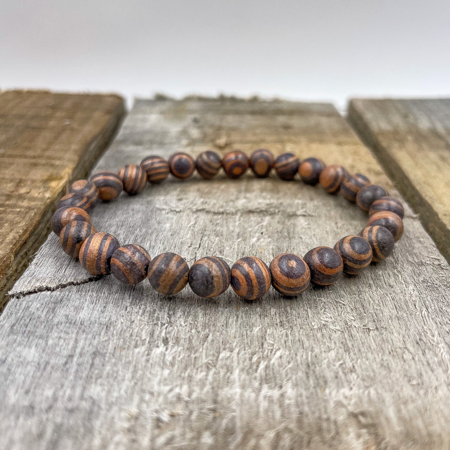Union Zebra Rosewood Mala Beaded Bracelet Handmade Natural - Rosetta Creative Boutique