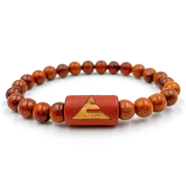 Solid Red Rosewood Mala Beaded Bracelet Elastic Cord - Rosetta Creative Boutique