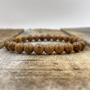 Union Zebrawood Mala Beaded Bracelet Handmade Natural - Rosetta Creative Boutique