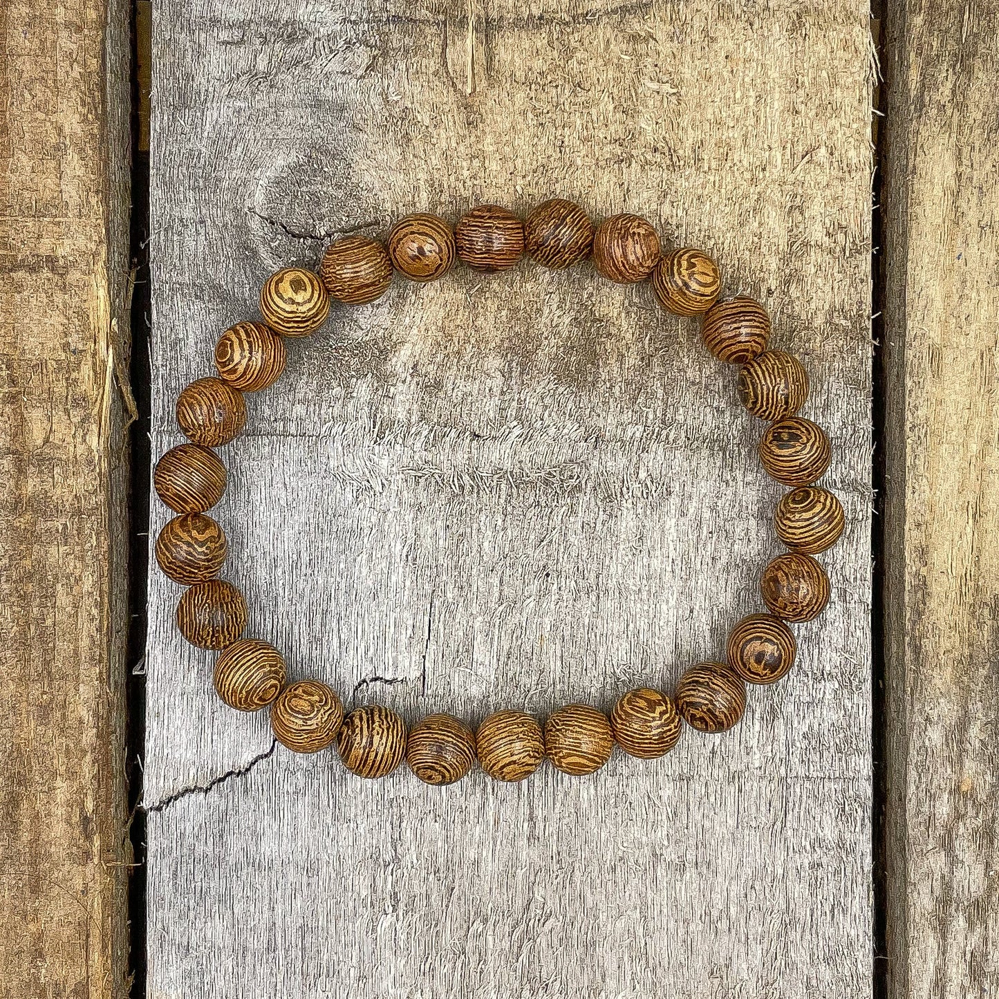 Union Zebrawood Mala Beaded Bracelet Handmade Natural - Rosetta Creative Boutique