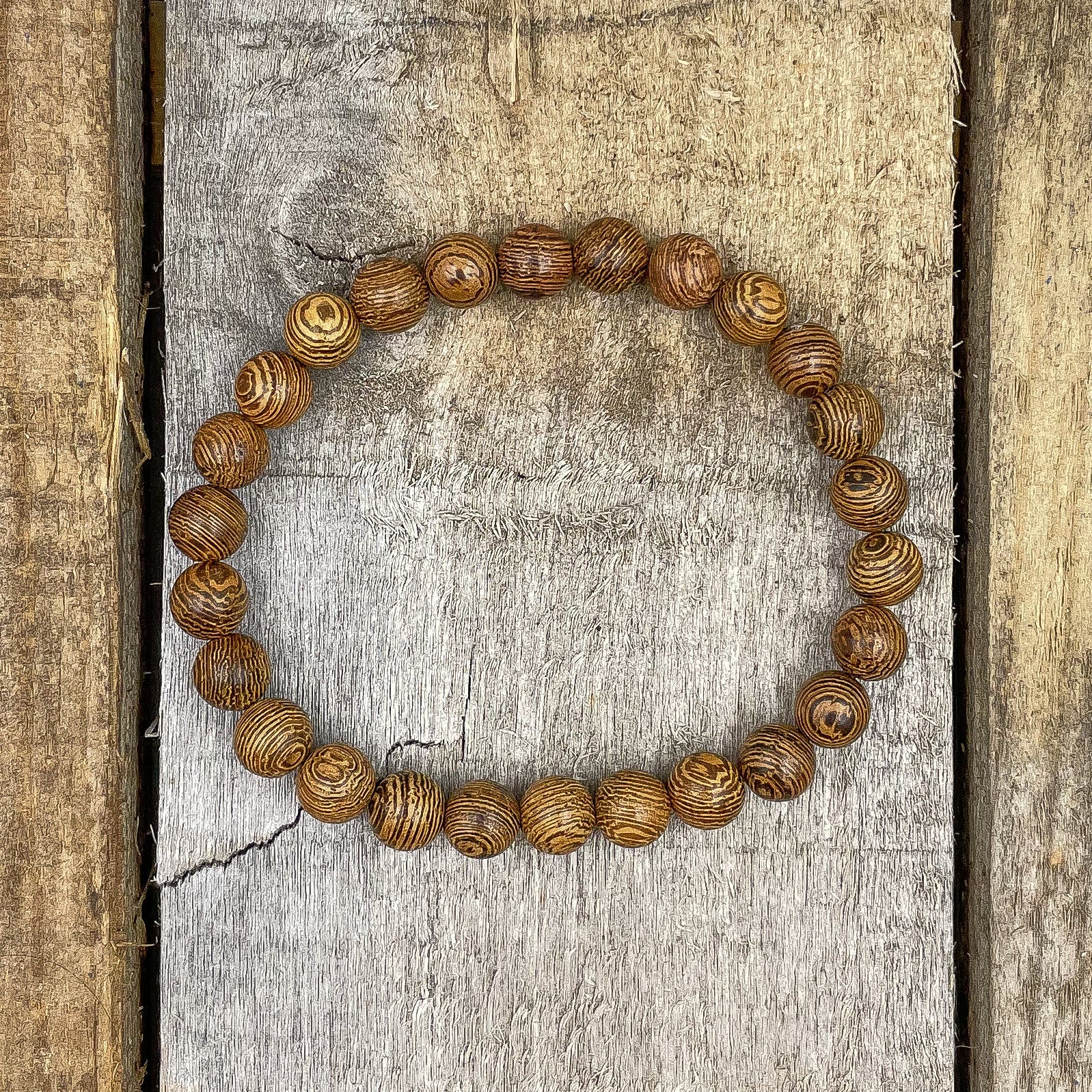 Union Zebrawood Mala Beaded Bracelet Handmade Natural - Rosetta Creative Boutique